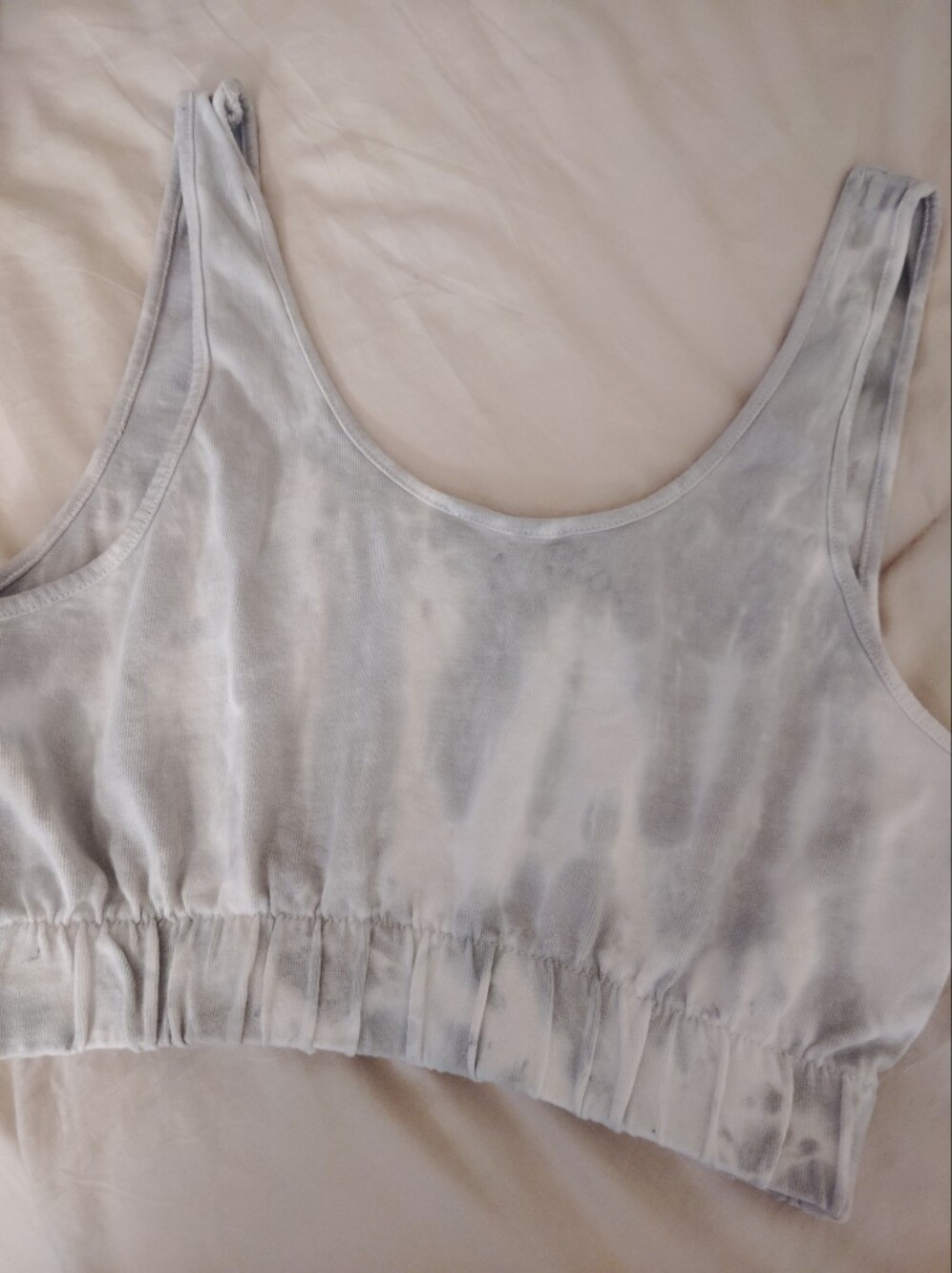 Zara Light Gray Tie-Dye Cropped Sports Tank Size Medium - Picture 3 of 5